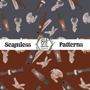 Hunting Calls Seamless Pattern | Hand Drawn| 2 Files Included  Digital Download