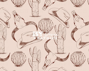 Cowboy Seamless | Western Seamless | Punchy Seamless | Western Boy Seamless | Hand Drawn | Digital File