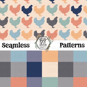 Chicken Plaid Seamless | Chicken Seamless | Plaid Seamless | Spring Seamless | Farm | Digital File
