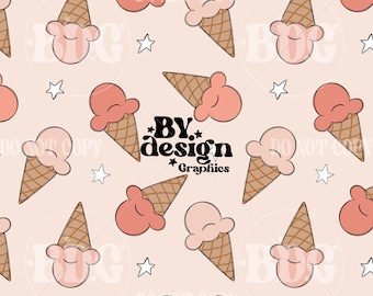 Ice Cream Seamless | Ice Cream Cone Seamless | Girl Seamless | Girl Ice Cream Seamless | Simple Ice Cream Seamless