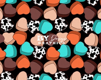 Punchy Valentines Seamless | Western Valentines Seamless | Punchy Heart Seamless | Conversation Heart Seamless | Digital File