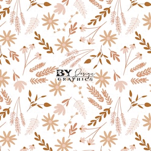 Neutral Floral Seamless | Earthy Floral Seamless | Boho Floral Seamless | Vintage Floral Seamless | Boho Spring Seamless | Digital File