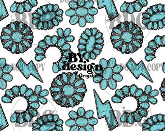 Turquoise Jewelry Seamless | Bold Western Seamless | Western Turquoise Seamless | Turquoise Stone Seamless | Western Seamless Pattern