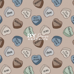 Jungen Valentine Nahtlos | Western Valentines Nahtlos | Boy Candy Herz Nahtlos | Land Valentines Nahtlos | Digitale Datei