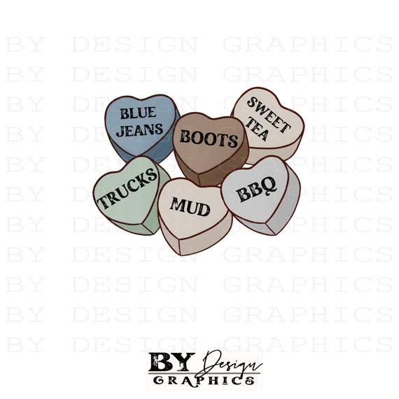 Country Boy PNG | Western Valentines png | Boys Conversation Hearts PNG | Conversation Hearts PNG | Hand Drawn | Digital File