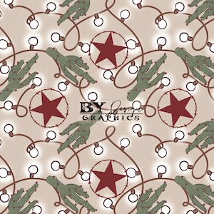 Western Christmas Seamless | Christmas Lights Seamless  | Gender Neutral Christmas Seamless | Hand Drawn | Digital File