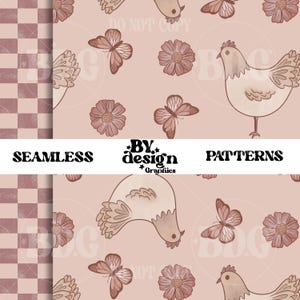 Spring Chicken Seamless | Chicken Seamless | Girl Farm Seamless | Girl Chicken Seamless | Girl Spring Farm Seamless | Girl Checker Seamless