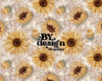 Leopard Sunflower Seamless | Sunflower Seamless | Summer Floral Seamless | Line Floral Seamless | Sunflowers Seamless | Womens Floral