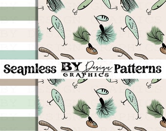 Fishing Lure Seamless Pattern | Hand Drawn | Seamless + Coordinate| Fishing Seamless | 2 Designs Included | Digital File