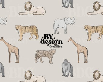 Zoo Animal Seamless | Kid Summer Seamless | Gender Neutral Zoo Seamless | Neutral Zoo Animal Seamless | Zoo Trip Seamless | Boy Zoo Seamless