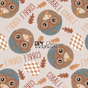 Boy Thanksgiving Seamless | Thanksgiving Seamless | Gobble Gobble Seamless | Cute Turkey Seamless | Boy Turkey Seamless