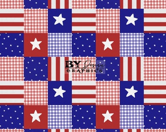 Patchwork 4th Of July Seamless | Bright 4th Of July Seamless | Red White Blue Seamless | FOJ Patchwork Seamless | FOJ Quilt Seamless