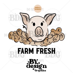 Farm Fresh Pig PNG | Gender Neutral Pig Png | Gender Neutral Farm Png | Cute Farm Png | Boho Farm PNG | Pig In Mud PNG | Boy Pig Png
