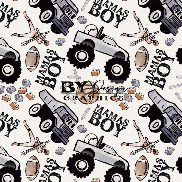 Mamas Boy Seamless Pattern | Hand Drawn | Doodle Seamless | Mamas Boy | Boy Mom And Me | Digital Download