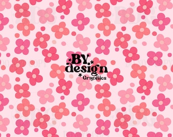 Simple Pink Floral Seamless | Pink Floral Seamless | Simple Flower Seamless | Pink Spring Seamless | Girl Floral Seamless