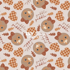 Girl Thanksgiving Seamless | Thanksgiving Seamless | Gobble Gobble Seamless | Cute Turkey Seamless | Girl Turkey Seamless