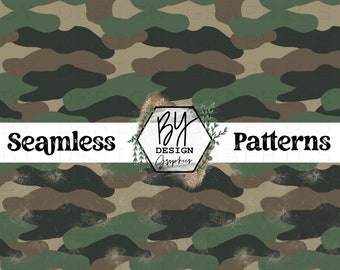 Camo Seamless | Camo Digitall Paper | Hand Drawn | 2 Files Included | Distressed | Digital File