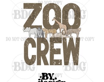 Equipo del zoológico PNG / Zoológico de género neutro PNG / Diseño de camiseta del equipo del zoológico / Niño animal salvaje PNG / Animales salvajes PNG / Niño niña zoológico Png