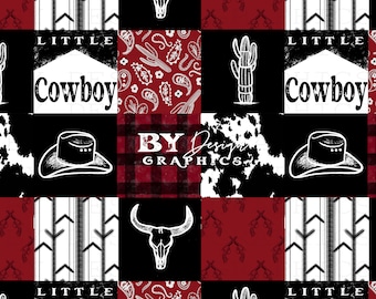 Naadloos cowboypatroon | Namaakquilt kleine cowboy | Western naadloos | Jongenswestern naadloos | Handgetekend | Digitaal bestand