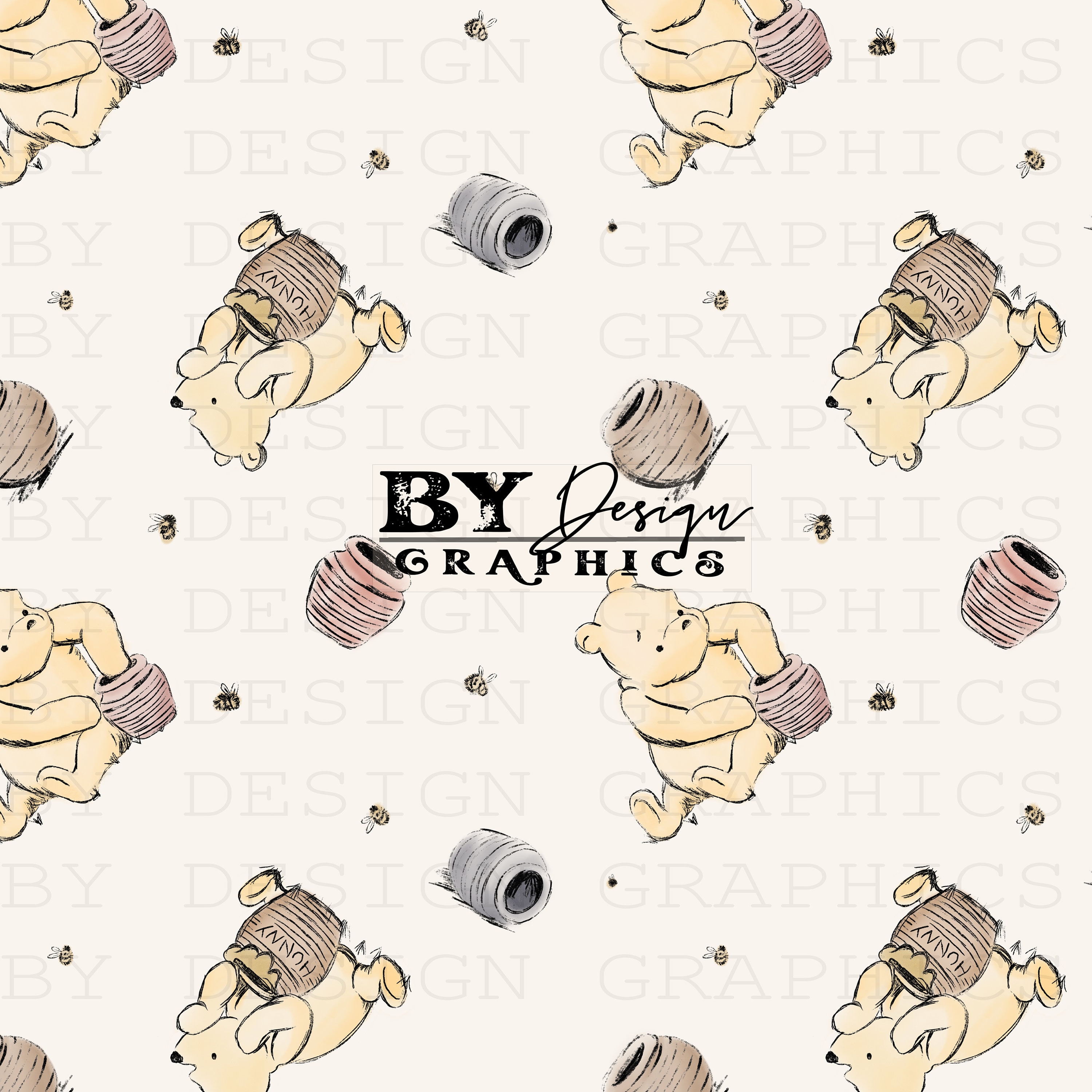 Modern Pooh Graphics Classic Pooh Seamless | Pooh Seamless | Nursery Seamless | Gender ...