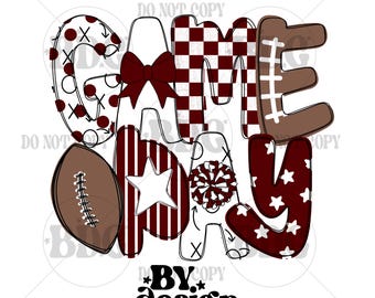 Maroon White Football Game Day Shirt Png Friday Night Lights Gameday Womens PNG | Hand Drawn Digital Download