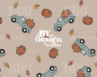 Gender Neutral Fall Seamless | Boys Fall Farm Truck Seamless | Fall Harvest Seamless | Fall Truck Seamless | Boy Pumpkin Seamless