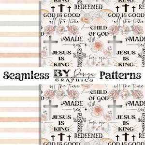 Christian Seamless Pattern | 2 Designs | Hand Drawn | God Is Good | Christian Collage | Christian Seamless | Digital File