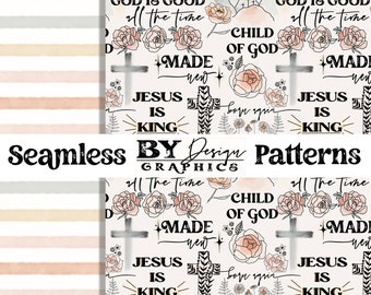 Christian Seamless Pattern | 2 Designs | Hand Drawn | God Is Good | Christian Collage | Christian Seamless | Digital File