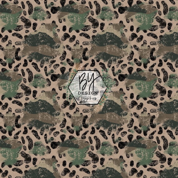 Distressed Cheetah Camo Seamless Pattern | Hand Drawn | Leopard Camo |  Grungy | Digital FIle