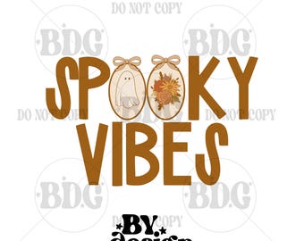 Spooky Vibes Fall Halloween Framed Ghost Womens PNG Shirt Design | Hand Drawn Digital Design