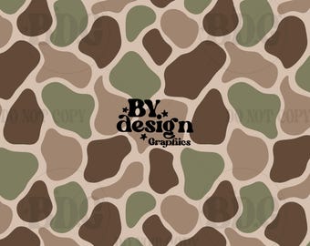 Camouflage Ghost Halloween Bucket Coordinate Camo Hunting Seamless Pattern | Hand Drawn Digital Design