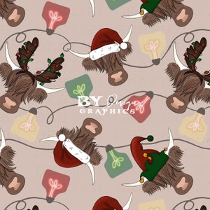 Mooey Christmas Seamless | Cow Christmas Seamless | Farm Christmas Seamless | Cute Cow Christmas Seamless | Hand Drawn | Digital File