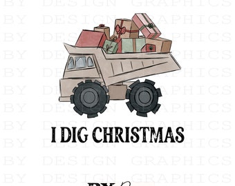 I Dig Christmas PNG | Christmas png | Boy Christmas png | Christmas Construction Png | Hand Drawn | Digital File