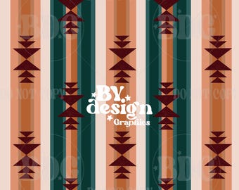 May include: A seamless pattern featuring vertical stripes in shades of brown, teal, and white. The stripes are decorated with a repeating pattern of maroon triangles. The text "BY. design Graphics" is centered in the pattern.