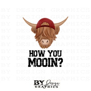How You Mooin PNG | Boy Highland Shirt Design | Boy Highland PNG | Funny Cow png | Boys Cow png | Backwards Hat Highland PNG