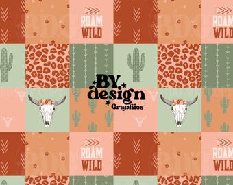 Cowgirl Seamless Pattern | Western Patchwork Seamless | Western Seamless | Girl western Seamless | Roam Wild Western Seamless