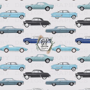 Classic Car Seamless | Car Seamless | Boy Seamless | Boy Car Seamless | Old Car Seamless | Vintage Car Seamless | Blue Car Seamless