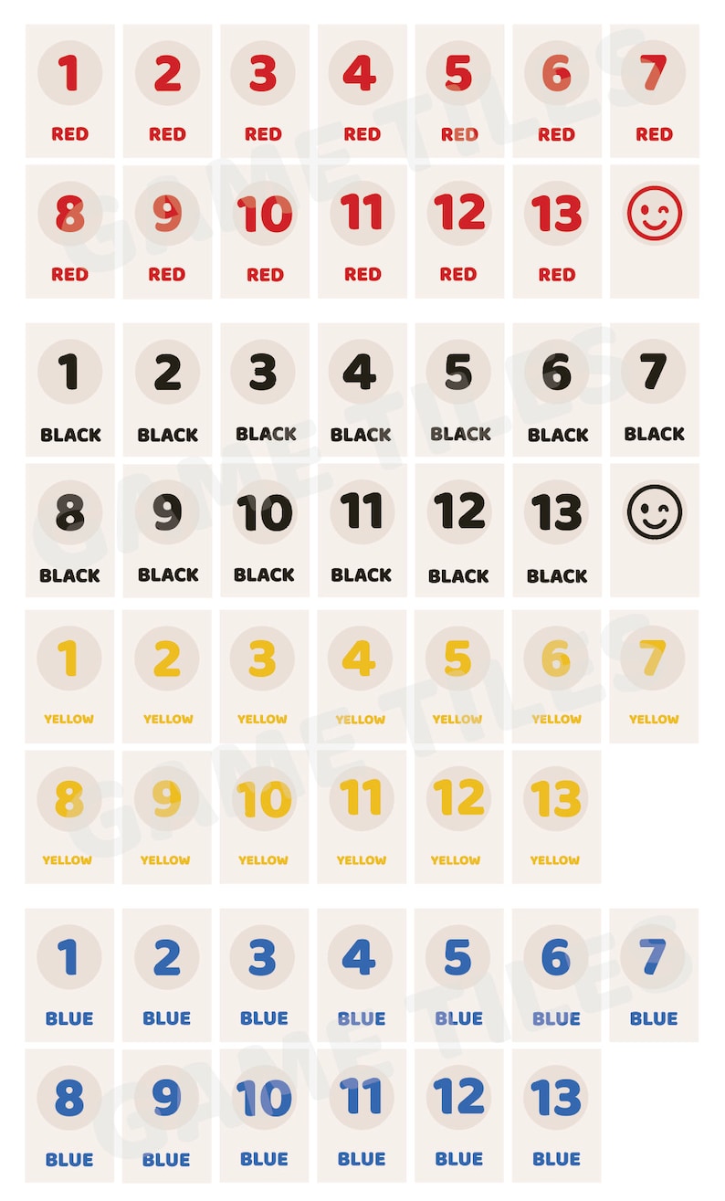 Printable Rummikub Rummy Number Game DIGITAL ART for Game Room, Playroom, Game Night, Invite, Wedding, Vector, Standard and XL Size image 1