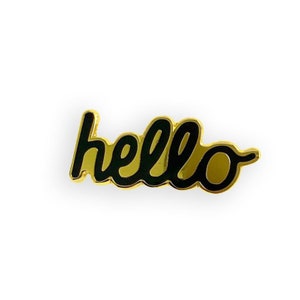 Hello Black Gold Hard Enamel Pin Badge Apple Fan MacBook iPhone Typography Minimalist iPad Welcome Screen image 2