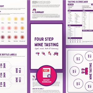 Wine Tasting Party, Instant Download Printable, Score Card, Place Mat, Bottle Labels. image 1