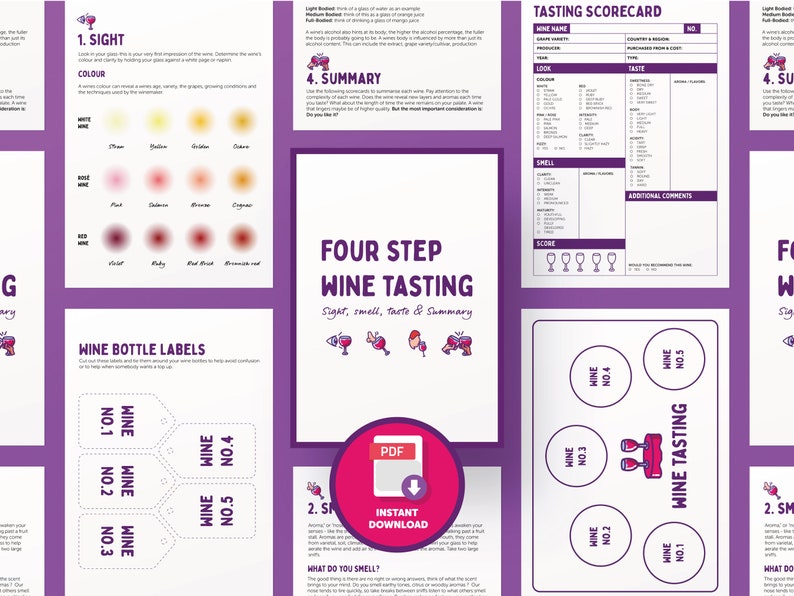 Wine Tasting Party, Instant Download Printable, Score Card, Place Mat, Bottle Labels. image 1