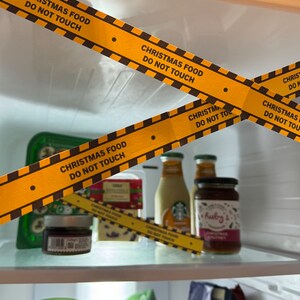 Christmas Food, Do Not Touch Crime Scene Style Tape, Cupboard, Fridge, Funny, Teenagers, Protect your treats, Don't eat image 1