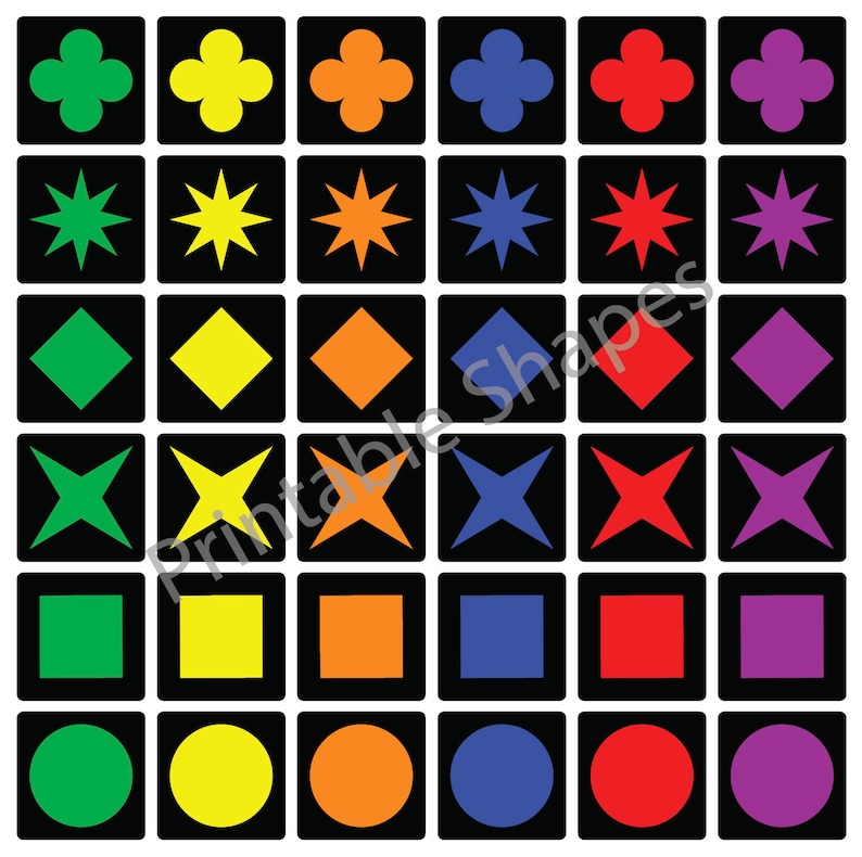 Printable Quirkle Shape Game DIGITAL ART for Game Room, Playroom, Game ...