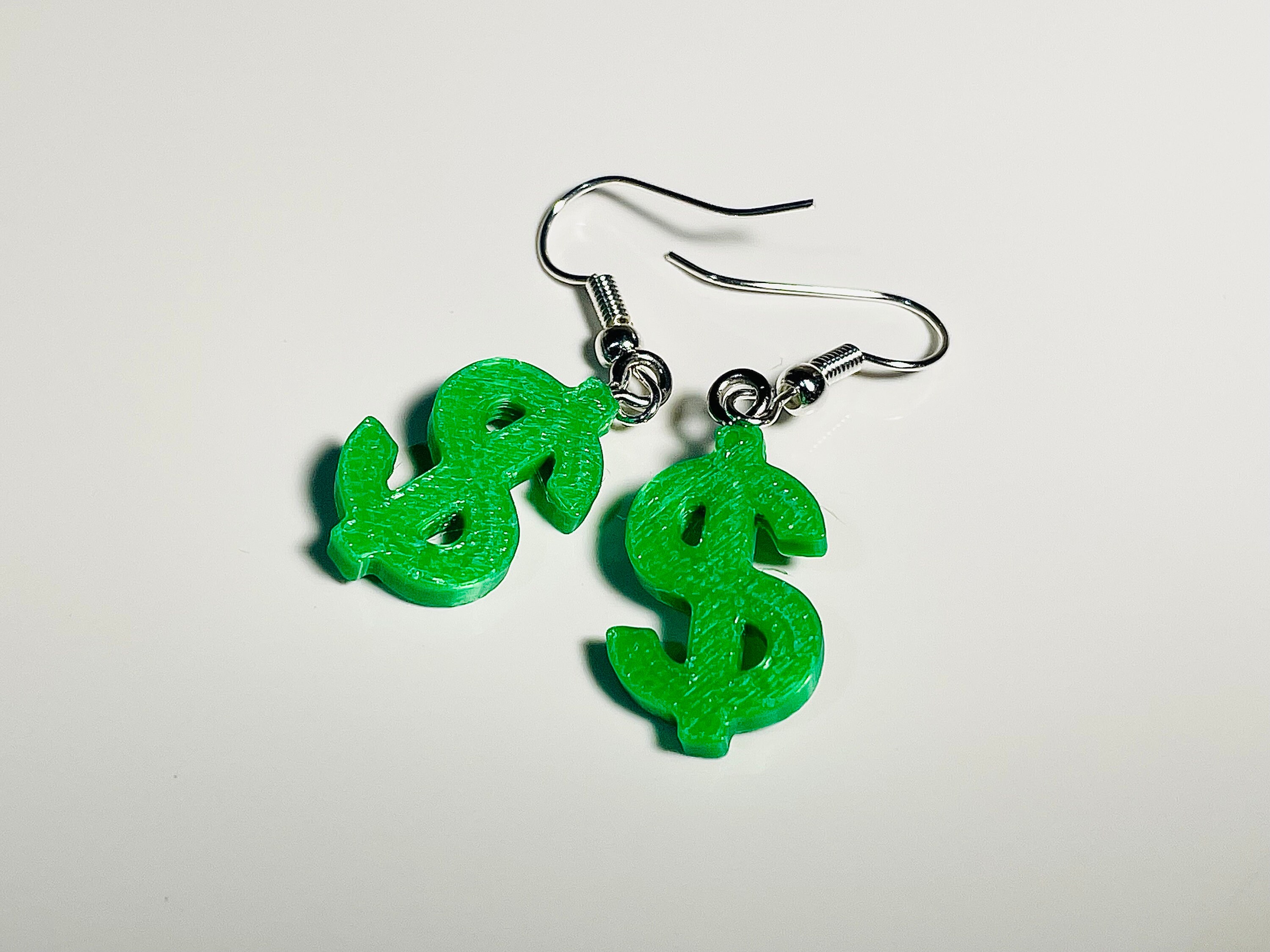 Dollar Sign Earrings - Money Symbol Jewelry - Green Cash Sign Charm - Etsy