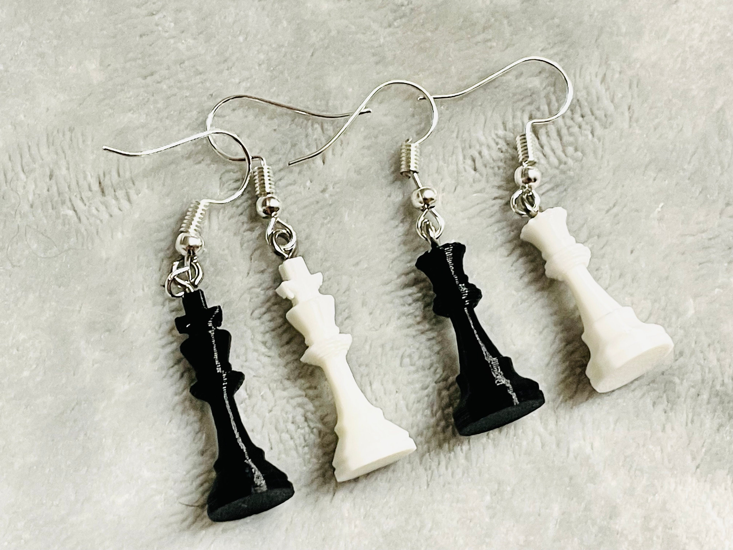 Queen Chess Piece Earrings / King Chess Piece Earrings (black