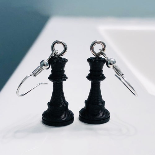 Queen Chess Piece Earrings / King Chess Piece Earrings (black