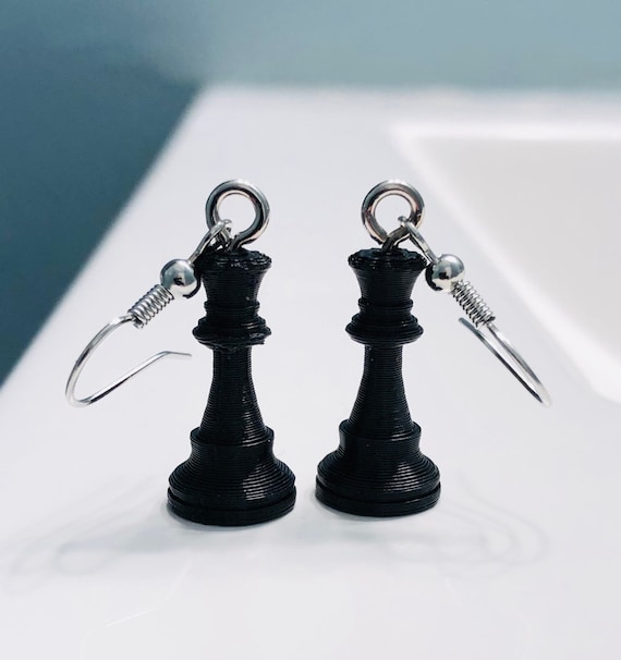 Queen Chess Piece Earrings / King Chess Piece Earrings (black