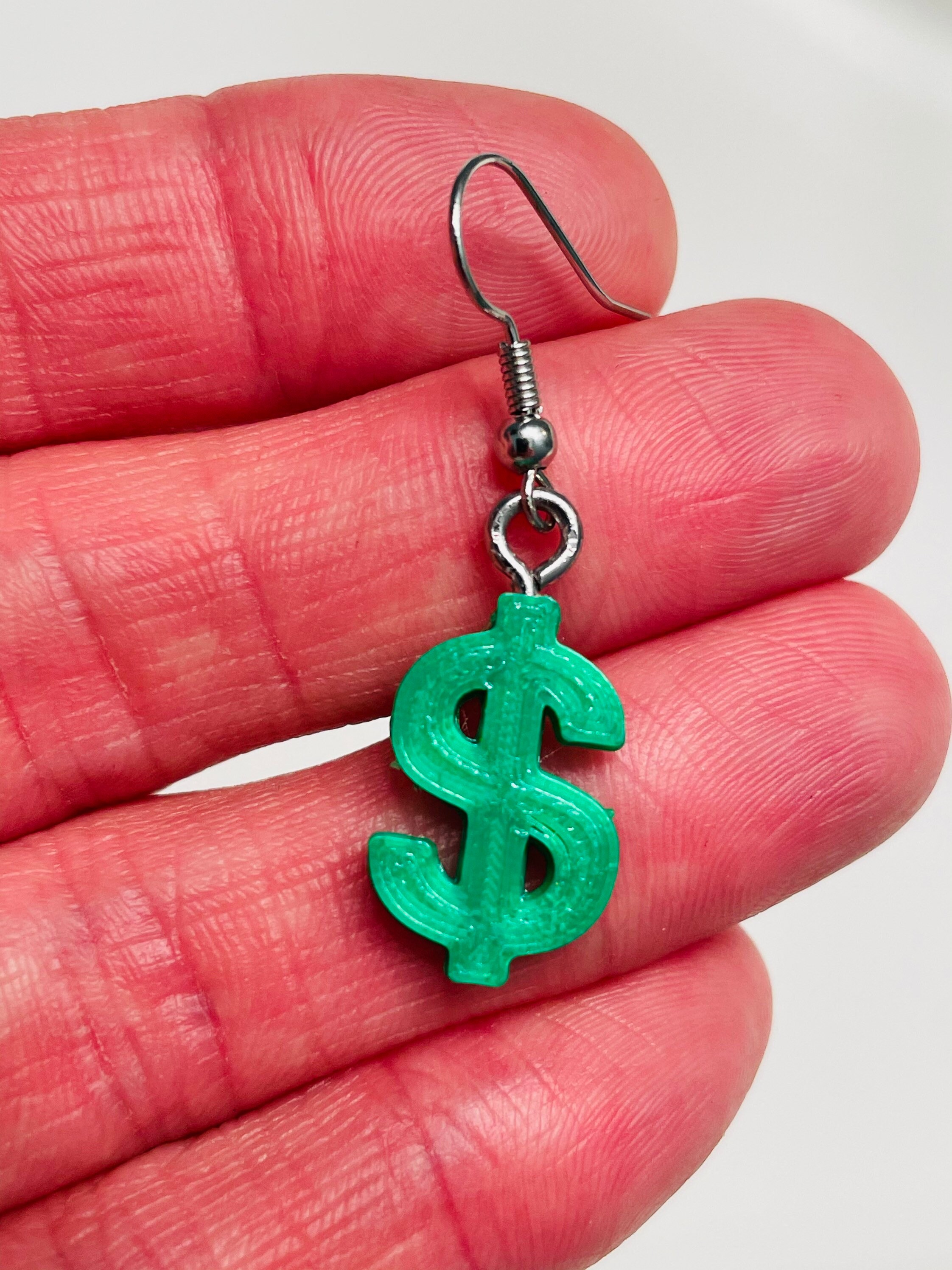Green Dollar Sign Earrings for Women Girls Kids Sterling Etsy UK