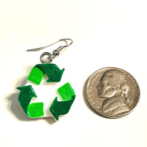 Recycle Symbol Earrings | Eco Friendly Jewelry | Go Green Accessories | Environmental Gift | Sustainability Earrings | 3D Printed Earrings image 3