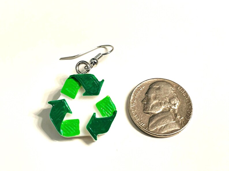 Recycle Symbol Earrings | Eco Friendly Jewelry | Go Green Accessories | Environmental Gift | Sustainability Earrings | 3D Printed Earrings image 3